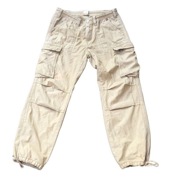 RARE True Religion Jeans Size 34 Cargo Pants Khaki Brown - Picture 1 of 13